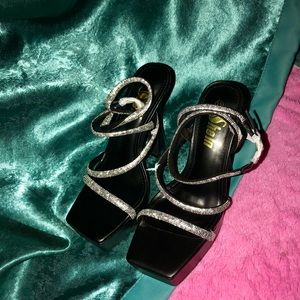 Open Toe Rhinestone Strappy Heels